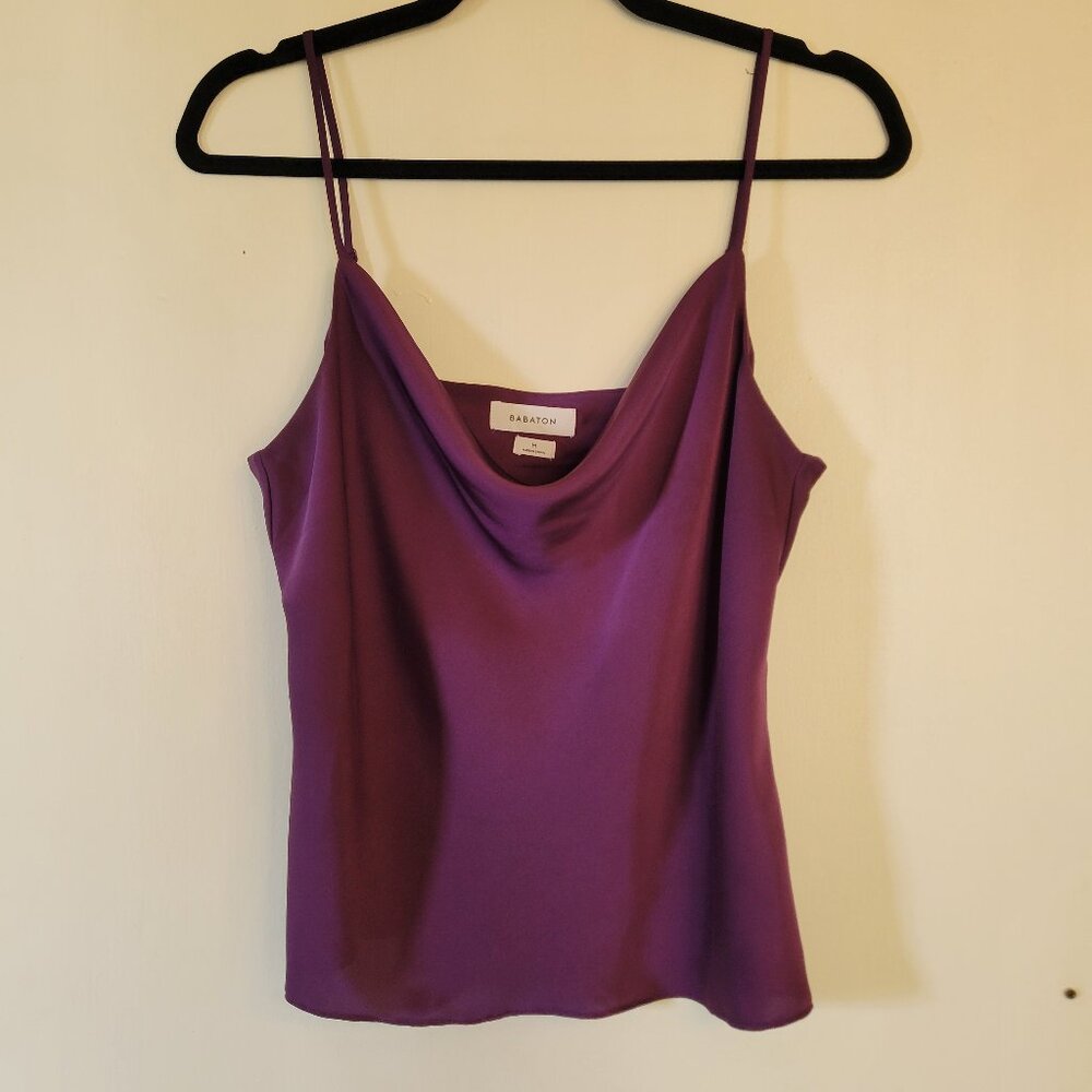 Babaton Cowl Neck Cami Top Women Small Dewberry 90s Minimalist Glam Girl